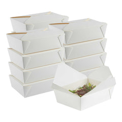 Bio Tek 71 oz Rectangle White Paper #3 Bio Box Take Out Container - 8 1/2