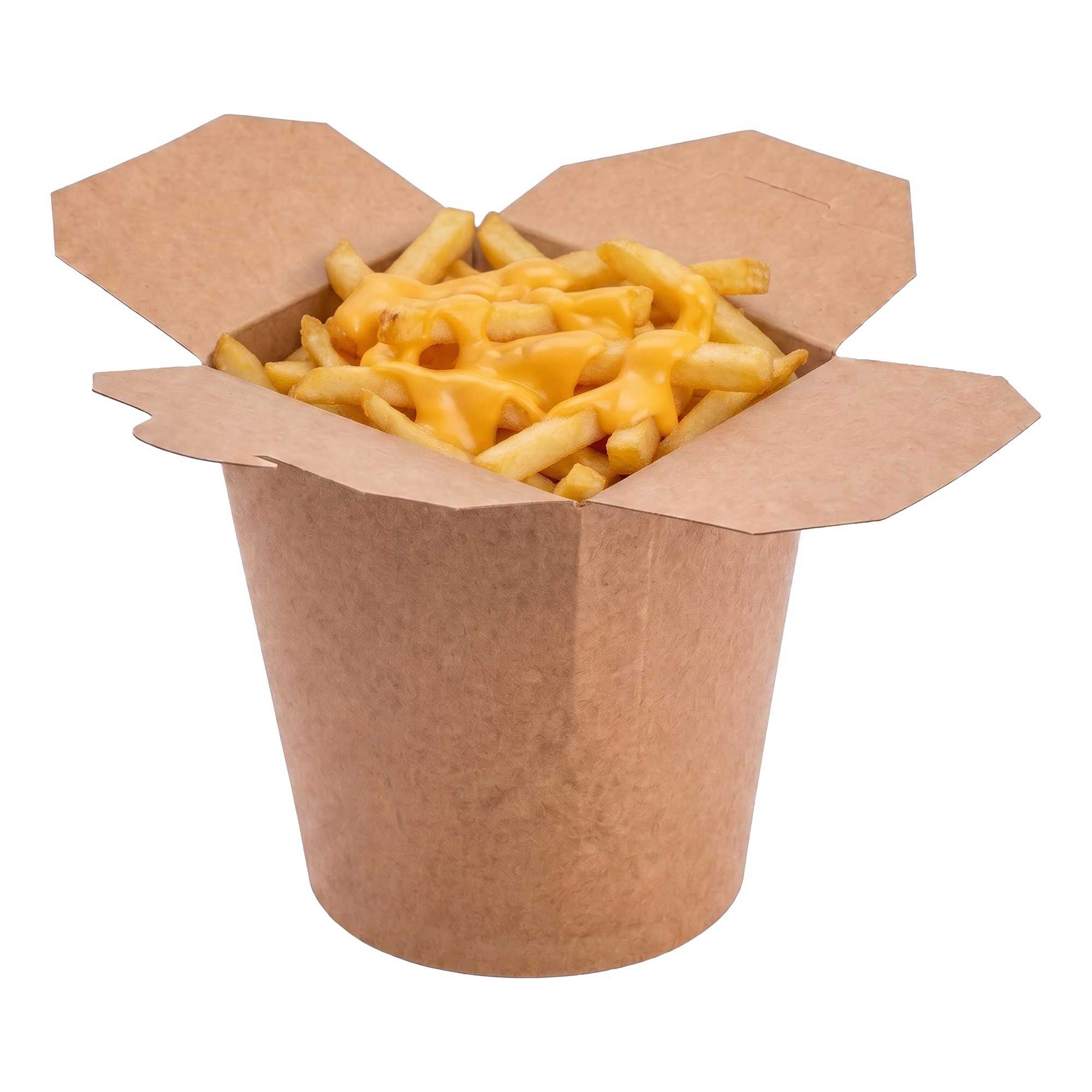 Bio Tek 16 oz Round Kraft Paper Noodle Take Out Container - 3 1/4" x 3" x 4" - 200 count box