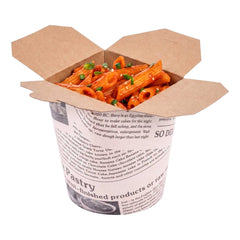 Bio Tek 16 oz Round Newsprint Paper Noodle Take Out Container - 3 1/4