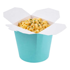 Bio Tek 16 oz Round Turquoise Paper Noodle Take Out Container - 3 1/4
