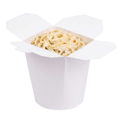Bio Tek 16 oz Round White Paper Noodle Take Out Container - 3 1/4