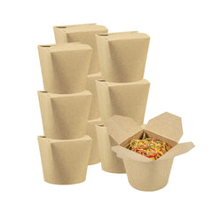 Bio Tek 26 oz Round Kraft Paper Noodle Take Out Container - 4