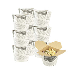 Bio Tek 26 oz Round Newsprint Paper Noodle Take Out Container - 4