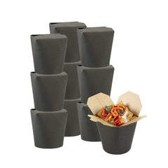 Bio Tek 32 oz Round Black Paper Noodle Take Out Container - 4