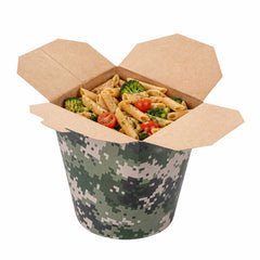 Bio Tek 32 oz Round Camouflage Paper Noodle Take Out Container - 4