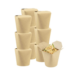 Bio Tek 32 oz Round Kraft Paper Noodle Take Out Container - 4