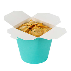 Bio Tek 32 oz Round Turquoise Paper Noodle Take Out Container - 4
