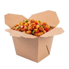Bio Tek 26 oz Square Kraft Paper Noodle Take Out Container - 4