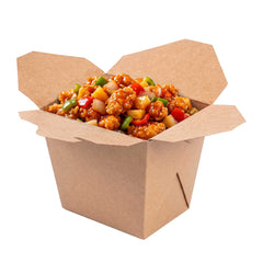 Bio Tek 26 oz Square Kraft Paper Noodle Take Out Container - 4