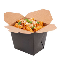 Bio Tek 26 oz Square Black Paper Noodle Take Out Container - 4