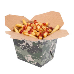 Bio Tek 26 oz Square Camouflage Paper Noodle Take Out Container - 4