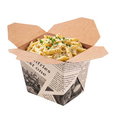Bio Tek 26 oz Square Newsprint Paper Noodle Take Out Container - 4