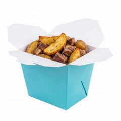 Bio Tek 26 oz Square Turquoise Paper Noodle Take Out Container - 4
