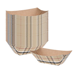 Bio Tek 2 oz Plaid Paper Food Tray / Boat - 3 1/4