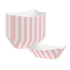 Bio Tek 2 oz Pink and White Stripe Paper Food Tray / Boat - 3 1/4