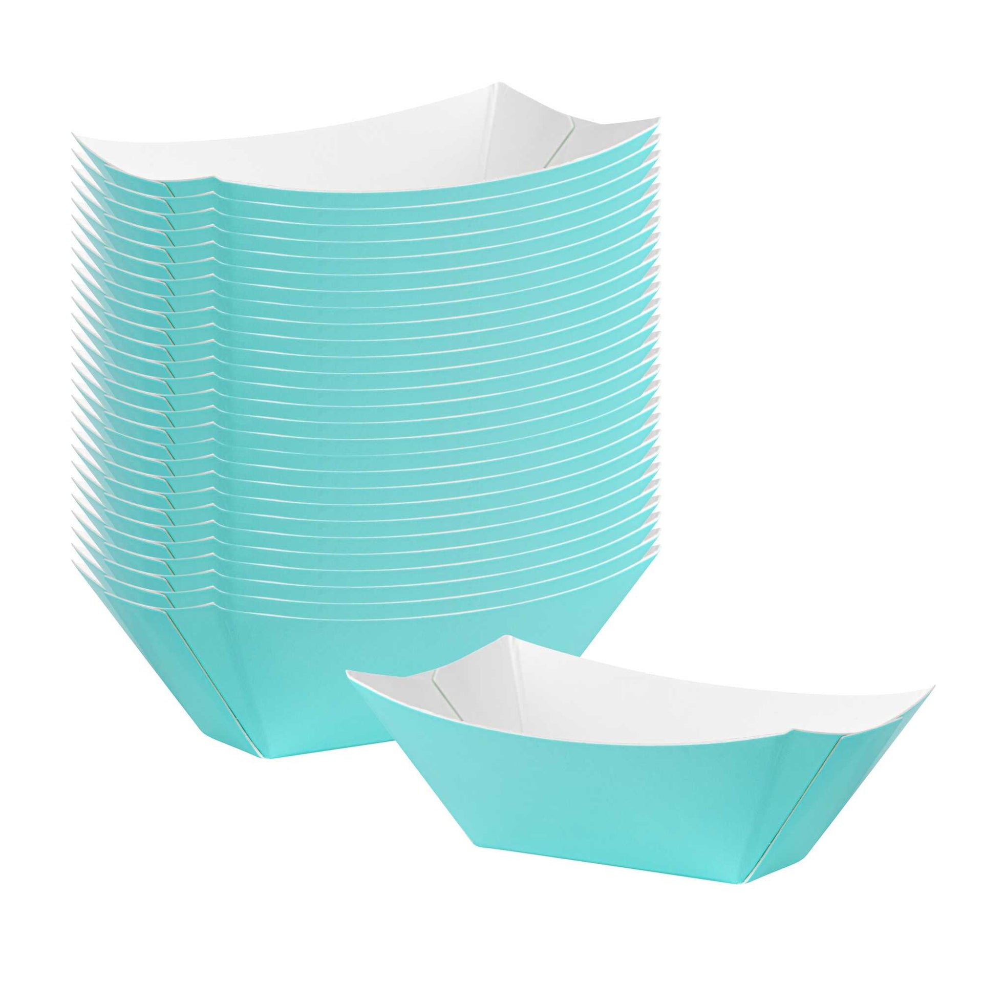 Bio Tek 2 oz Turquoise Paper Food Tray / Boat - 3 1/4" x 2 1/4" x 1 1/4" - 400 count box