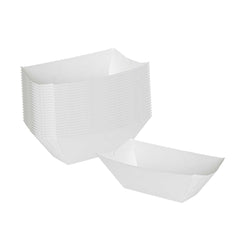 Bio Tek 2 oz White Paper Food Tray / Boat - 3 1/4