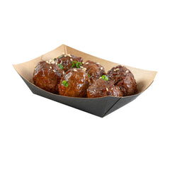 Bio Tek 4 oz Black Paper #25 Food Tray / Boat - 4 1/2