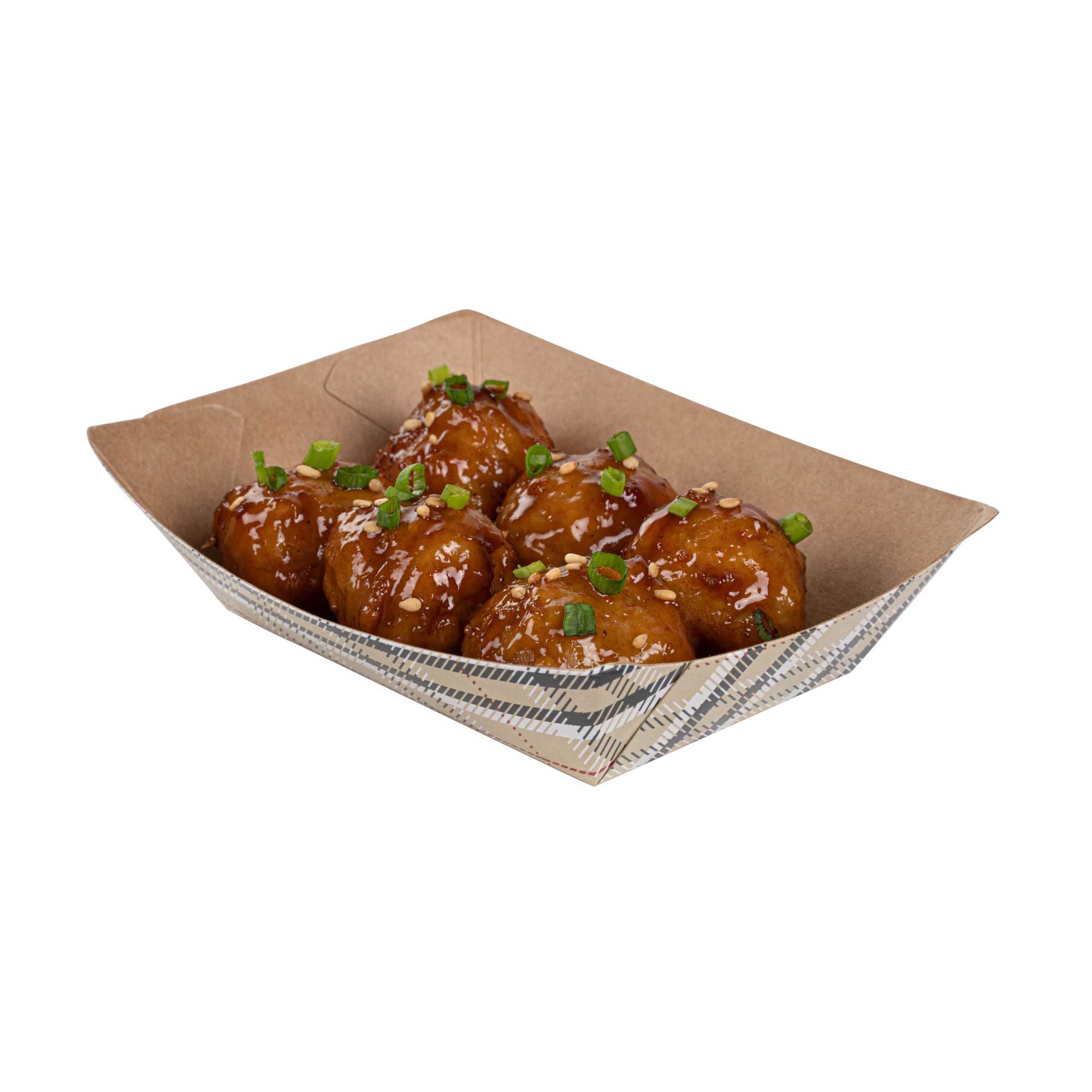 Bio Tek 4 oz Plaid Paper #25 Food Tray / Boat - 4 1/2" x 3 1/2" x 1 1/4" - 400 count box