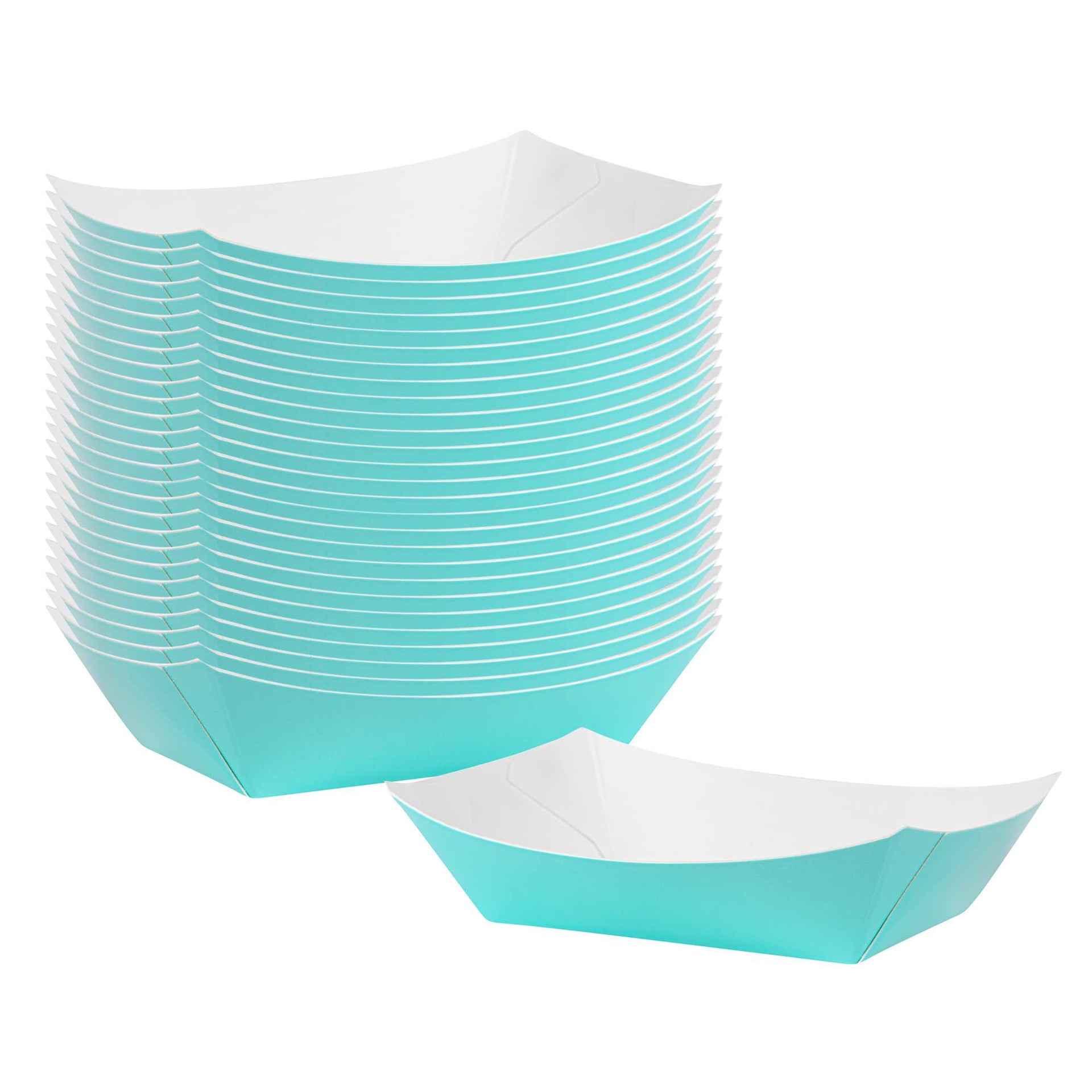 Bio Tek 4 oz Turquoise Paper #25 Food Tray / Boat - 3" x 2" x 1" - 400 count box