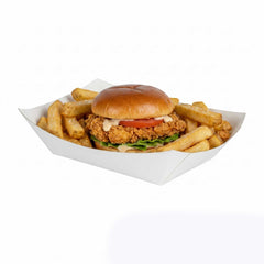 Bio Tek 4 oz White Paper #25 Food Tray / Boat - 4 1/2