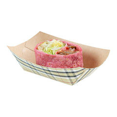 Bio Tek 6 oz Plaid Paper #40 Food Tray / Boat - 5