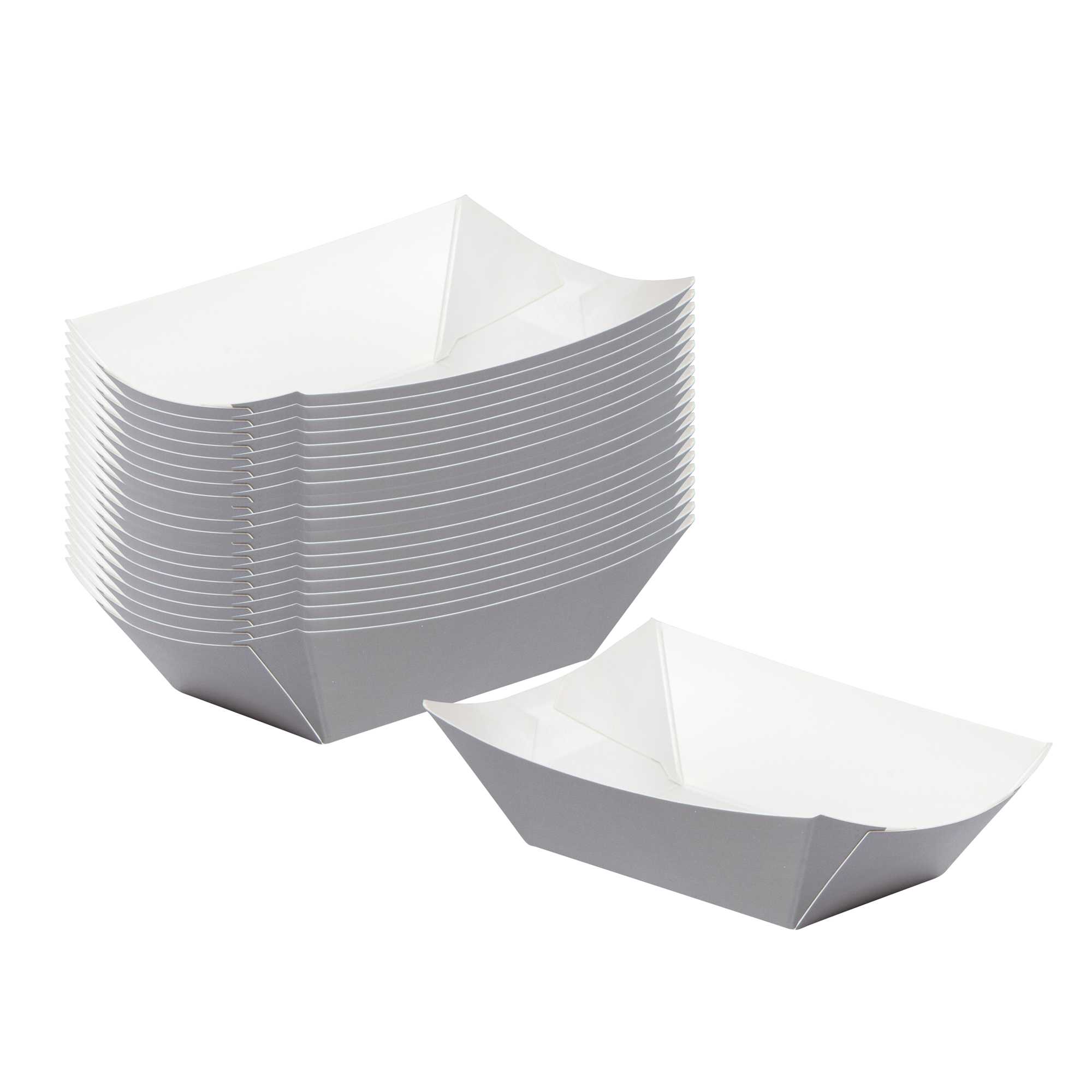 Bio Tek 6 oz Gray Paper #40 Food Tray / Boat - 5" x 4" x 1 1/2" - 400 count box