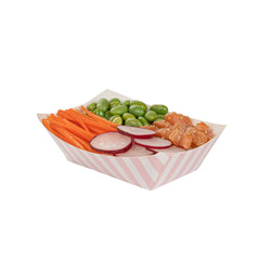 Bio Tek 6 oz Pink and White Stripe Paper #40 Food Tray / Boat - 5
