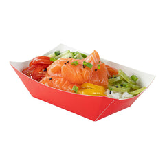 Bio Tek 6 oz Red Paper #40 Food Tray / Boat - 5