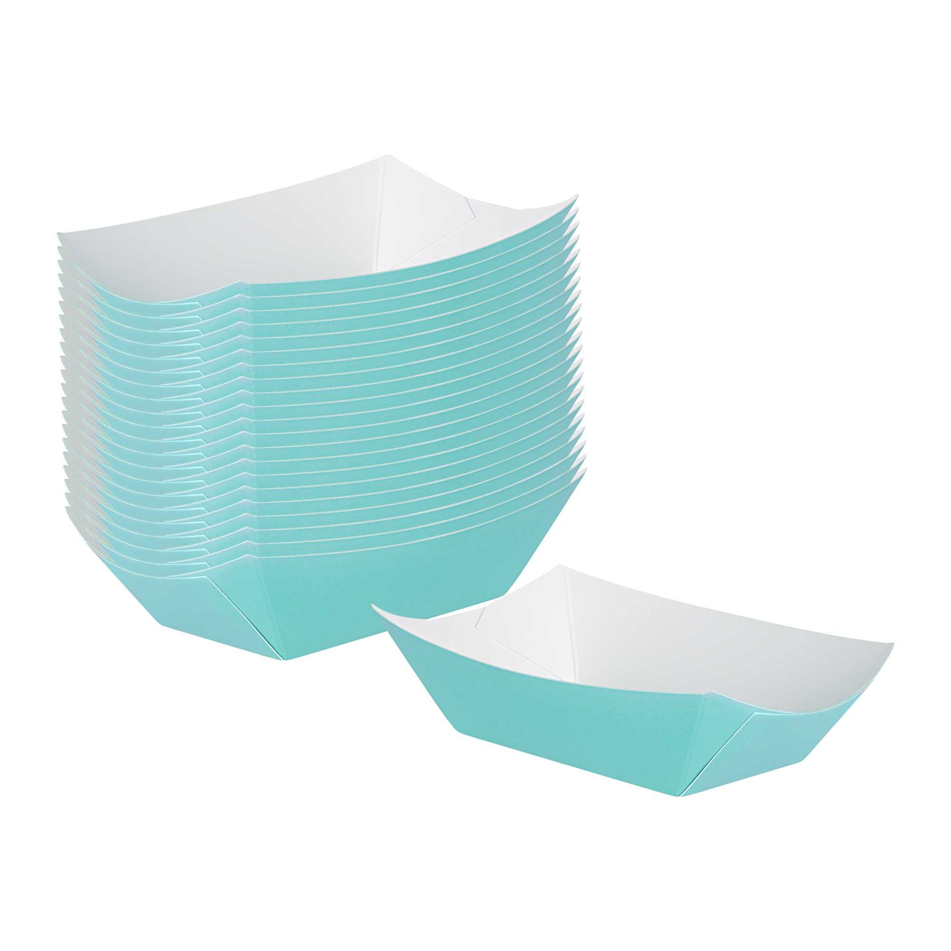 Bio Tek 6 oz Turquoise Paper #40 Food Tray / Boat - 3 1/4" x 2" x 1 1/2" - 400 count box