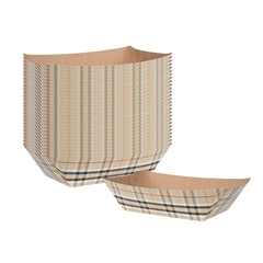Bio Tek 1/2 lb Plaid Paper #50 Food Tray / Boat - 4 1/4