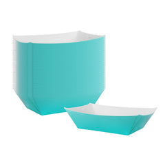 Bio Tek 1/2 lb Turquoise Paper #50 Food Tray / Boat - 4 1/4