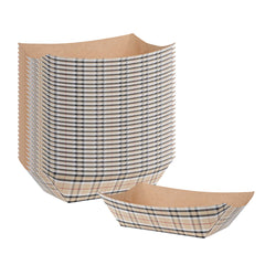 Bio Tek 1 lb Plaid Paper #100 Food Tray / Boat - 8 1/4