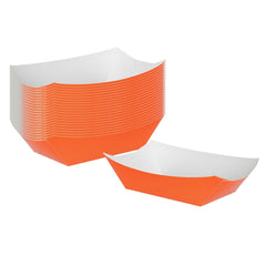 Bio Tek 1 lb Tangerine Orange Paper #100 Food Tray / Boat - 8 1/4