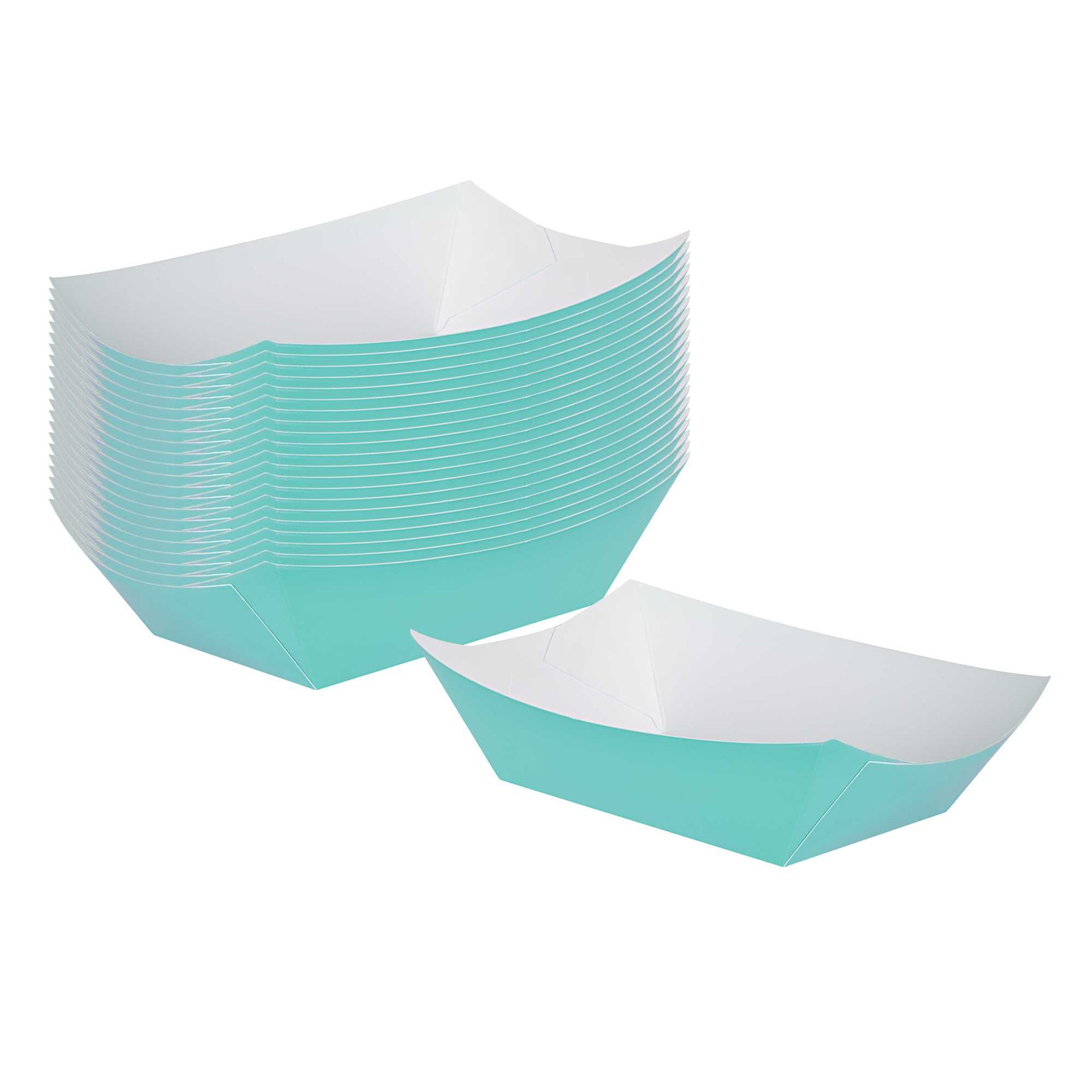Bio Tek 1 lb Turquoise Paper #100 Food Tray / Boat - 5 1/2" x 3 1/2" x 2" - 200 count box