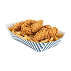 Bio Tek 2 lb Blue and White Stripe Paper #200 Food Tray / Boat - 9