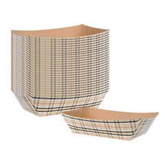 Bio Tek 2 lb Plaid Paper #200 Food Tray / Boat - 9