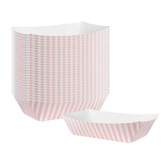 Bio Tek 2 lb Pink and White Stripe Paper #200 Food Tray / Boat - 9