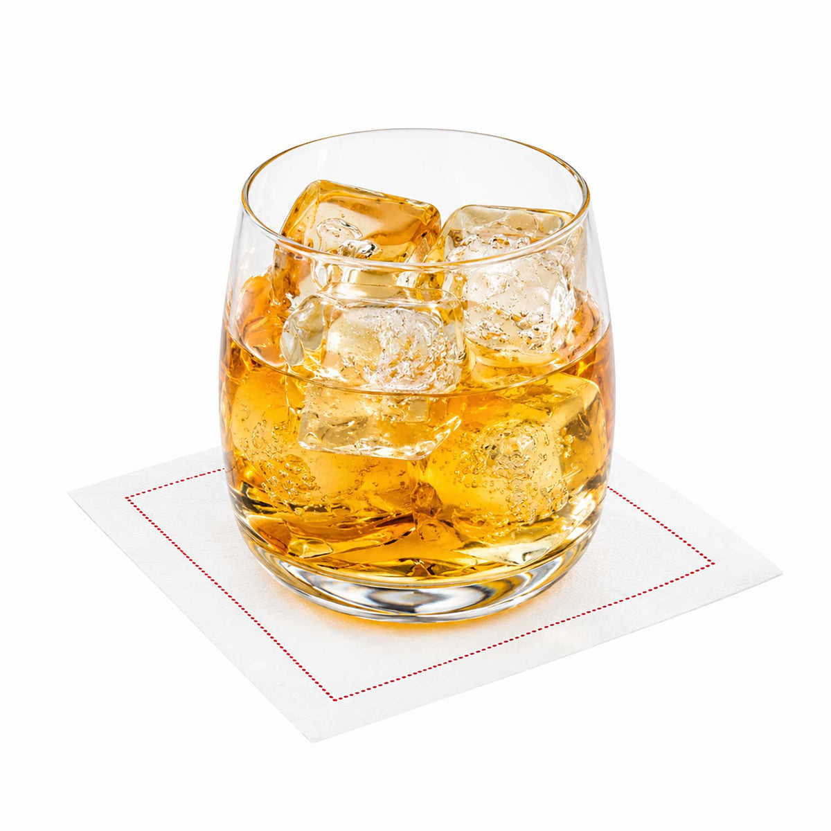 Luxenap Ecru Cotton Cocktail Napkin - Red Stitch, Organic, Disposable - 4 1/2" x 4 1/2" - 500 count box