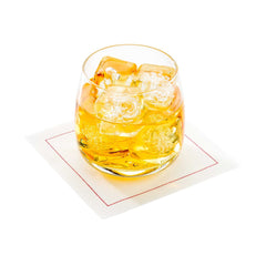 Luxenap Ecru Cloth Cocktail Napkin - Red Stitch, Organic, Disposable - 4 1/2