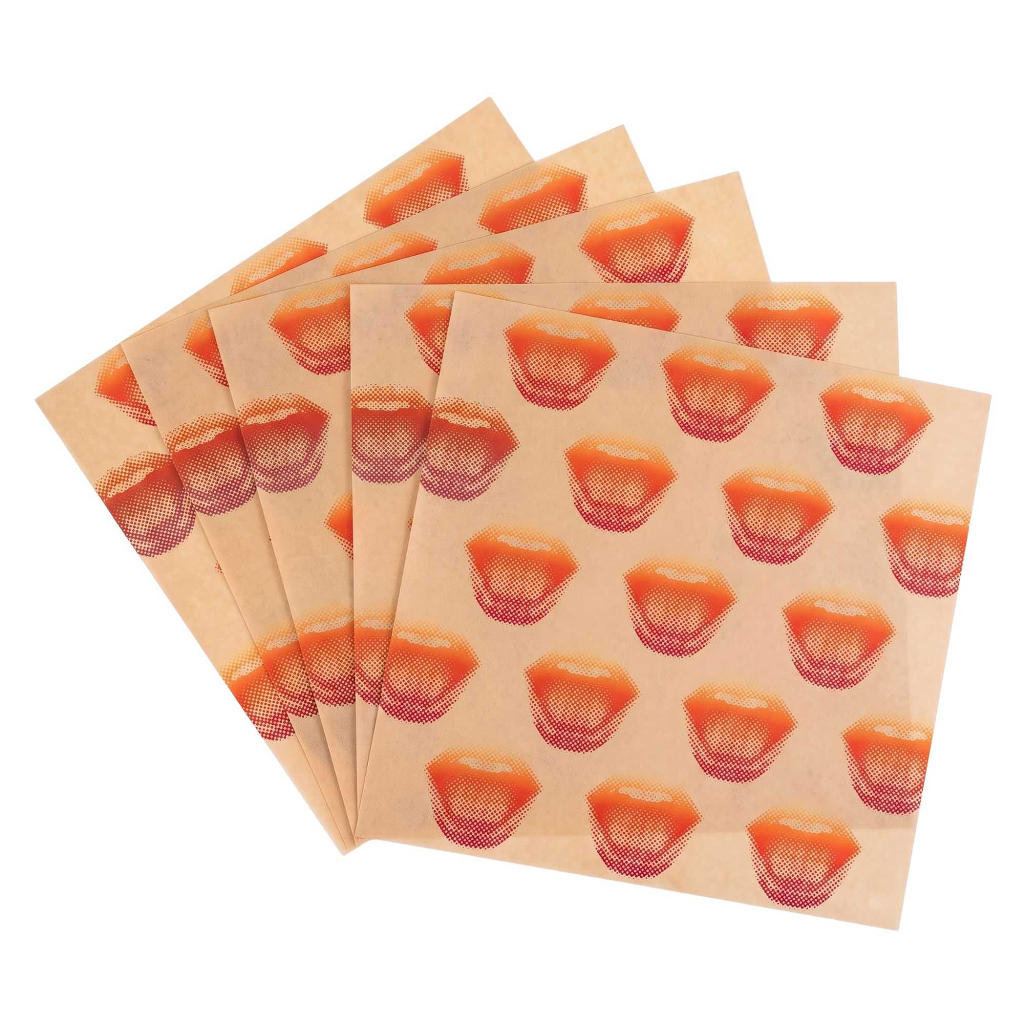 Gastronomia Kraft Paper Food Wrap and Basket Liner - Sexy Lips, Greaseproof - 12" x 12" - 500 count box