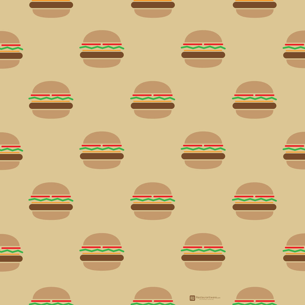 Gastronomia Kraft Paper Food Wrap and Fry Basket Liner - Mini Burger, Greaseproof - 12" x 12" - 500 count box