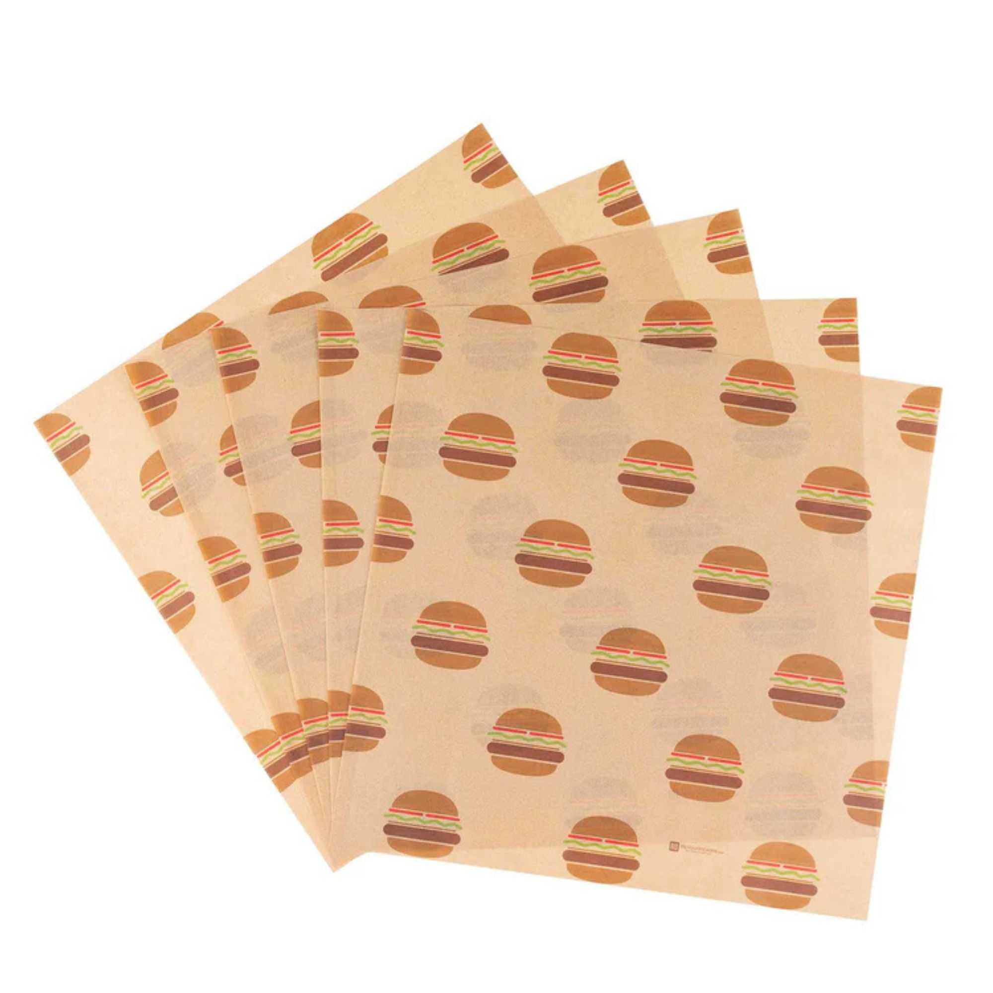 Gastronomia Kraft Paper Food Wrap and Fry Basket Liner - Mini Burger, Greaseproof - 12" x 12" - 500 count box