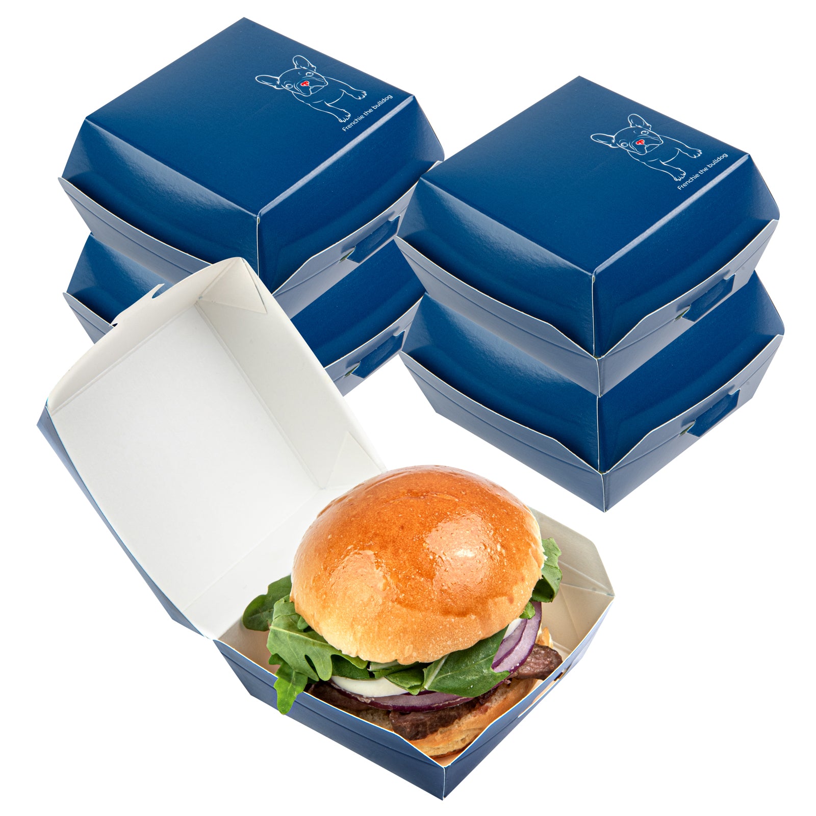 Bio Tek Frenchie Paper Mini Burger Box - 2 3/4" x 2 3/4" x 2" - 100 count box