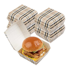 Bio Tek Plaid Paper Mini Burger Box - 2 3/4