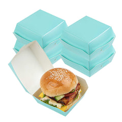Bio Tek Turquoise Paper Mini Burger Box - 2 3/4