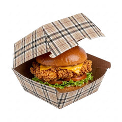 Bio Tek Plaid Paper Burger Box - Ripple Wall - 4