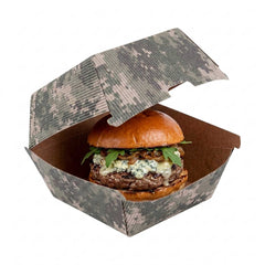 Bio Tek Camouflage Paper Burger Box - Ripple Wall - 4