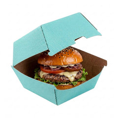 Bio Tek Turquoise Paper Burger Box - Ripple Wall - 4