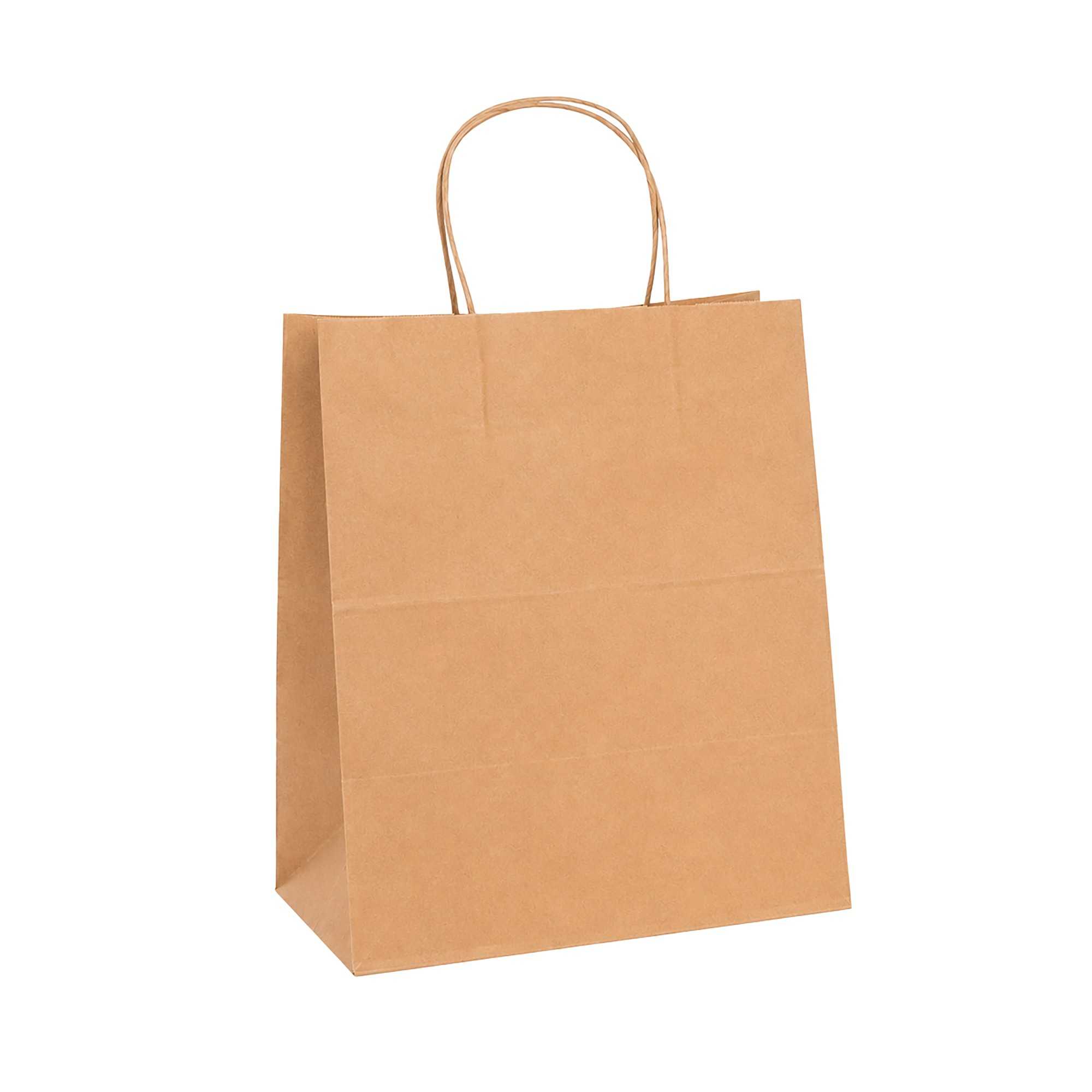 Saving Nature Kraft Paper Medium Retail Bag - with Handles - 10" x 6 3/4" x 12" - 100 count box